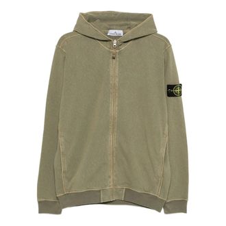 Stone Island Zip-throughs, male, Green, Size: L Zip-Up Hooded Sweatshirt
