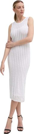 Pinko Fitted Midi Dress - Dames - Casual kleedjes - Wit - S - Kleedjes