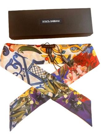 Dolce & Gabbana Floral Sicily Caretto Maiolica Twilly Scarf