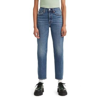 Levi's Wedgie Jeans Womens Blue Denim Dark Wash 5-Pockets Straight Leg JAX2166