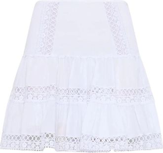 Charo Ruiz Ibiza Hortens Mini Rok - Dames - Korte rokken - Wit - S - Katoen - Rokken