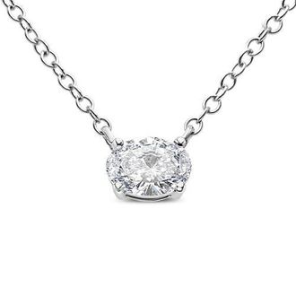 House of Brilliance 14K White Gold 1/2 Cttw Lab Grown Oval Shape Solitaire Diamond East West Pendant at Nordstrom