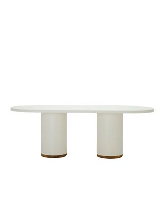 Hannun Mesa de comedor de microcemento en color blanco roto, 220cm