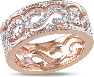 Mimi & Max 1/4ct TDW Diamond Openwork Scroll Ring Pink Silver