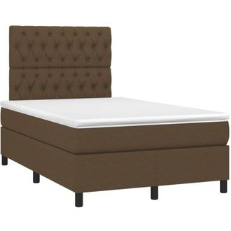 vidaXL Vidaxl - Cama Box Spring Con Colch&oacute;n Tela Marr&oacute;n Oscuro 120x200 Cm
