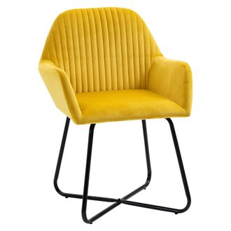 HOMCOM Modern Accent Chair - Velvet-Feel Fabric Upholstered Armchair with Metal Base for Living Room - Yellow | TJ Hughes Green
