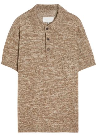 Maison Margiela Melang&eacute;-knit Cotton-blend Polo Shirt - Beige - XL