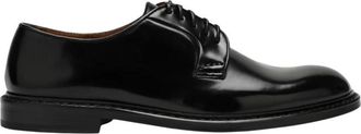 Doucal's Zwarte leren veterschoenen - Heren - Nette schoenen - Zwart - 39 EU - Leer - Schoenen