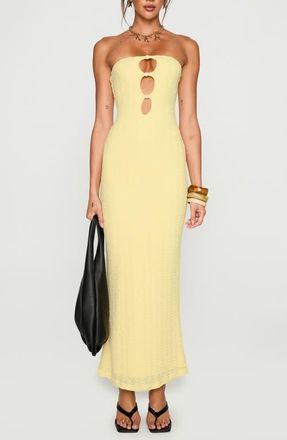 Princess Polly Saijana Strapless Maxi Dress in Lemon at Nordstrom, Size 8