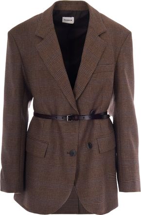 P.A.R.O.S.H. Patterned Brown Viscose-Blend Blazer