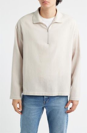 Frame Denim Half Zip Wool Overshirt in Light Taupe at Nordstrom, Size X-Large