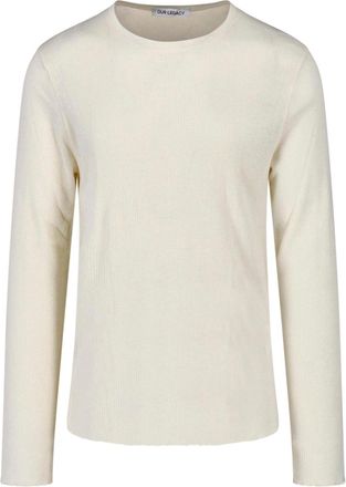 Our Legacy Cream Elongated Charred Shade Ribbed Knit Sweater