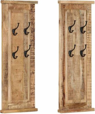 vidaXL Percheros 2 Unidades Madera Maciza De Mango 38x100 Cm Vidaxl