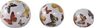 Sagebrook Home Set Of 3 Butterfly Print Orbs