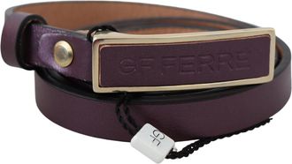 Gianfranco Ferre gold Logo Buckle Waist Leather Skinny Womens Belt