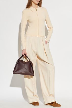 Victoria Beckham Pleated Trousers, Womens, Cream