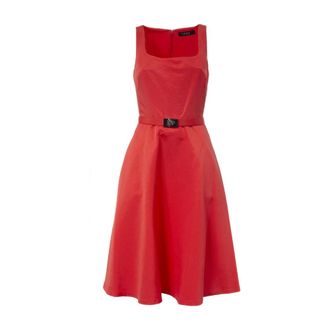 Ralph Lauren Midi Jurk - Dames - Casual kleedjes - Rood - XS - Polyester - Kleedjes