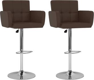 vidaXL Vidaxl - Taburetes De Cocina 2 Unidades Cuero Sint&eacute;tico Marr&oacute;n
