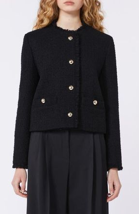 Max Mara Agami Wool Blend Tweed Jacket in Black at Nordstrom, Size 14