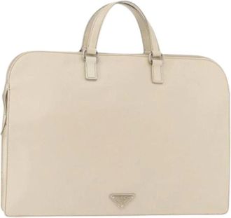 Prada Pre-owned Handbags, female, Beige, Size: ONE SIZE Pre-owned Vintage Business Bag