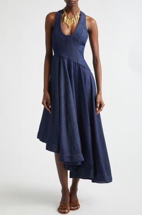 Zimmermann Kindred Spirit Asymmetric Scoop Neck Cotton Denim Dress in Harbour Blue at Nordstrom, Size 3