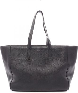 Ferragamo Black Leather Handbag Tote Bag (Pre-Owned)