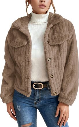 Generic Plus Size Winter Coat Women Wool Casual Thickened Cozy Fleece Jacket Women Plus Size Plain Loose Fit Stylish Overcoat Womens Knitted Cardigan Elegant 