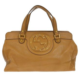 Gucci Blondie Satchel Leather Brown Leather Handbag (Pre-Owned)