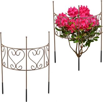 Relaxdays Relaxdays Plant Support, Set of 2, Semi-Circular, Flower Holder, for Shrubs & Perennials, 41.5 x 31 cm, Steel, Brown