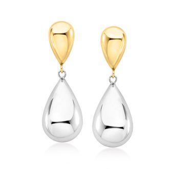 Ross-Simons Sterling Silver and 18kt Gold Over Sterling Teardrop Earrings