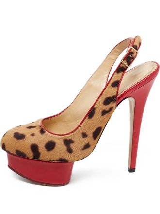 Charlotte Olympia 140 mm pumps met luipaardprint en plateauzool - Bruin