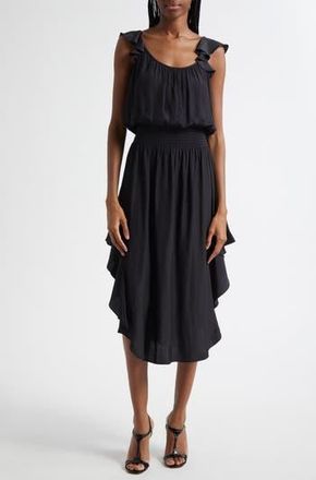 Ramy Brook Clementine Smock Waist Matte Satin Dress in Black at Nordstrom Rack, Size Medium