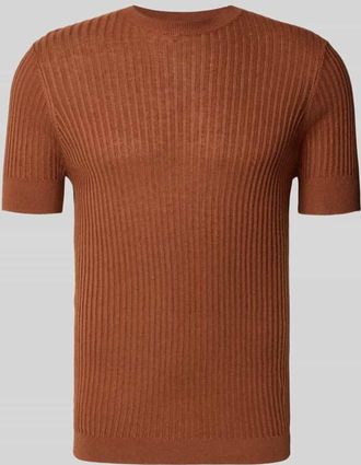 Antony Morato T-Shirt aus Viskose-Mix in Ripp-Optik in Rostrot, Gr&ouml;&szlig;e XXL