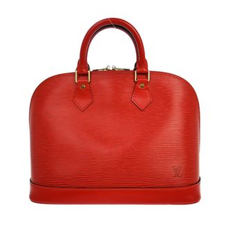 Louis Vuitton Alma Handbag Monogram Canvas Red Leather Handbag (Pre-Owned)