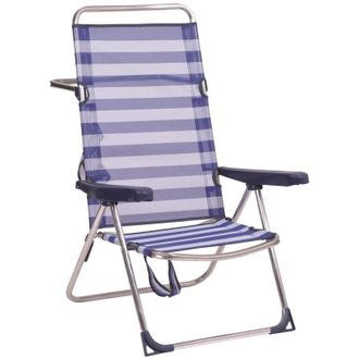 Alco Silla Playa Alta, Fibreline, Color Rayas Azules Y Blancas, 95x65.5x13.5 Cm (1-670)