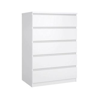 Dmora Dmora - Cajonera Con Cinco Cajones, Color Blanco Brillo, Medidas 77 X 113 X 50 Cm, Con Embalaje Reforzado