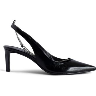 Zadig&Voltaire First Night Leather Slingback Pump in Noir at Nordstrom Rack, Size 36