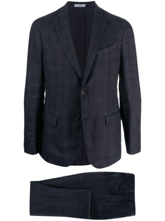 Boglioli single-breasted check-pattern linen suit - men - Linen/Flax/Cupro - 48 - Blue