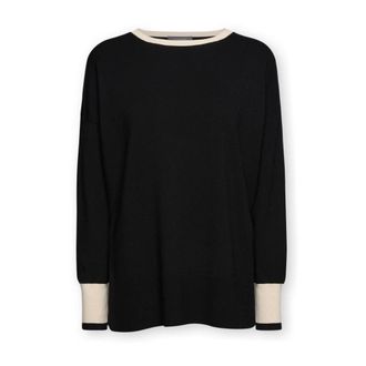 Elena Miro Truien & Vesten, Dames, Zwart, S, Polyester, Viscose Ronde Hals Trui