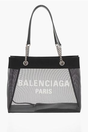 Balenciaga Borsa Tote Semitrasparente con Dettagli in Pelle taglia Unica