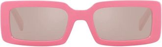 Dolce & Gabbana Rechthoekige zonnebril met oversized logo - Dames - Zonnebrillen - Roze - 53 MM - Nylon - Accessoires