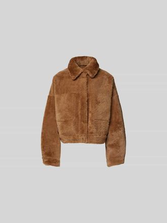 Iro Oversized Lederjacke in Fell-Optik in Hazel, Gr&ouml;&szlig;e XS