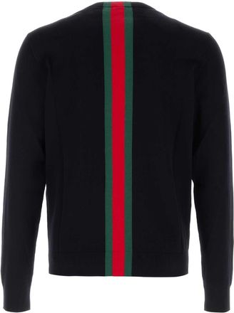 Gucci Mens Midnight Blue Cotton Sweater Bluejapangreenred Exterior: Maglieria