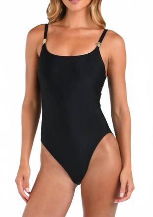 L'agence Scoop Neck One-Piece Swimsuit In Black/gold
