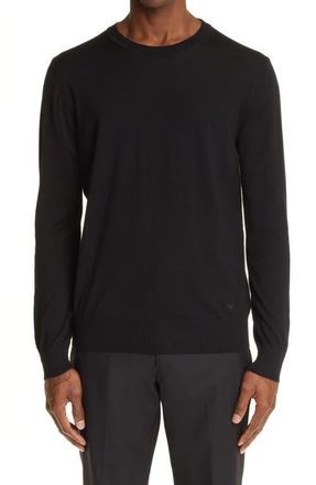Emporio Armani Crewneck Wool Sweater in Nero at Nordstrom, Size 40 Us