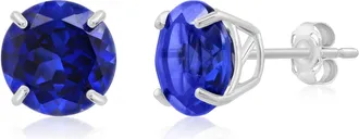 MAX + STONE 14k White Gold 9mm Round Cut Gemstone Stud Earrings
