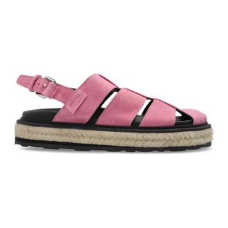 Moschino Flat Sandals, female, Pink, Size: 10 US Suede Platform Sandals