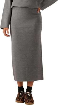 Object Grijze Gebreide Rok voor Vrouwen - Dames - Midirokken - Grijs - M - Rokken