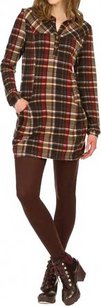 Papillon Plaid Collared Sweater Dress With Pockets