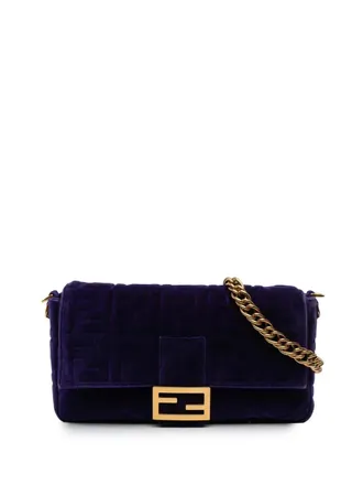 Fendi 2010-2025 Large FF Embossed Velvet Baguette satchel - women - Velvet - One Size - Purple